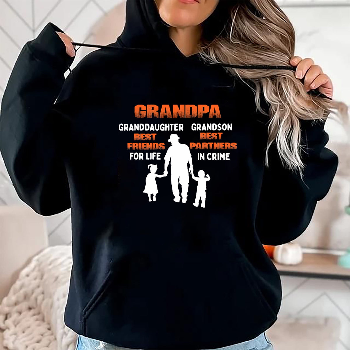 Best Grandpa Shirt, Proud Grandpa Unisex T-Shirt/Hoodie/Sweatshirt HLT00 - Grandpa Granddaughter Best Friends Grandson Best Partners T-Shirt (1)