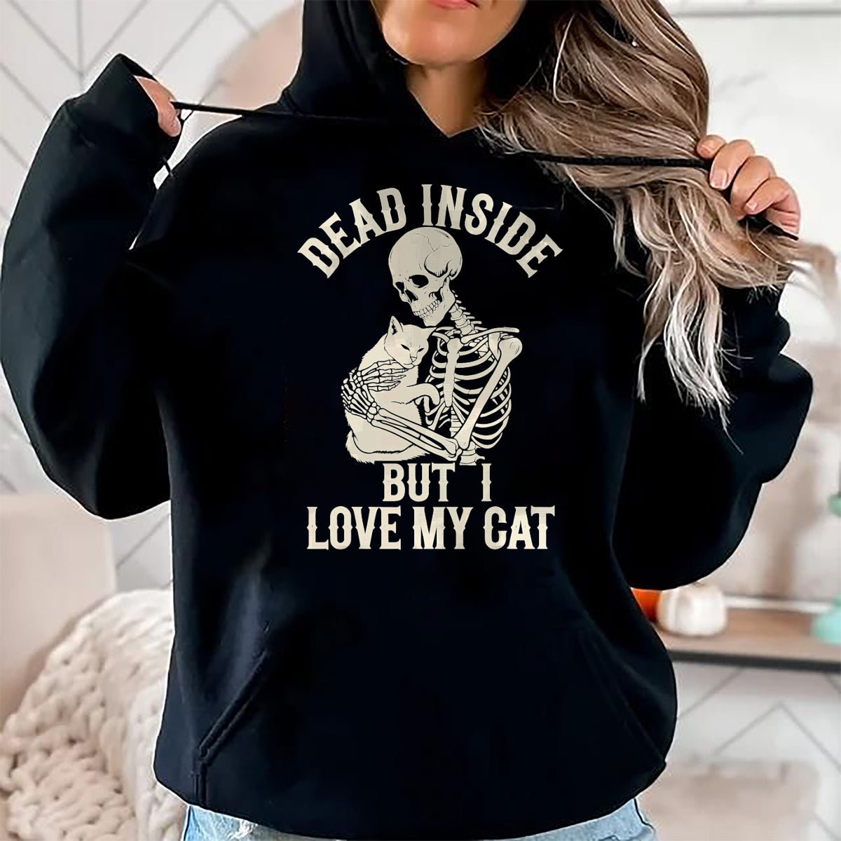 Cat Love Shirt, Funny Cat Lover Gift UnisexT-Shirt/Hoodie/Sweatshirt HLT00 - Dead Inside But I Love My Cat T-Shirt