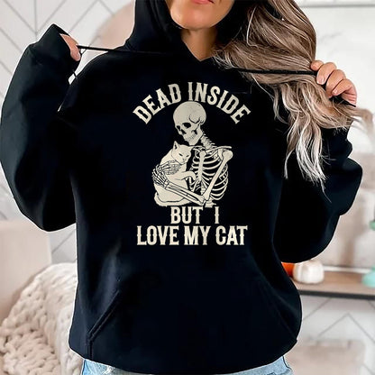 Cat Love Shirt, Funny Cat Lover Gift UnisexT-Shirt/Hoodie/Sweatshirt HLT00 - Dead Inside But I Love My Cat T-Shirt