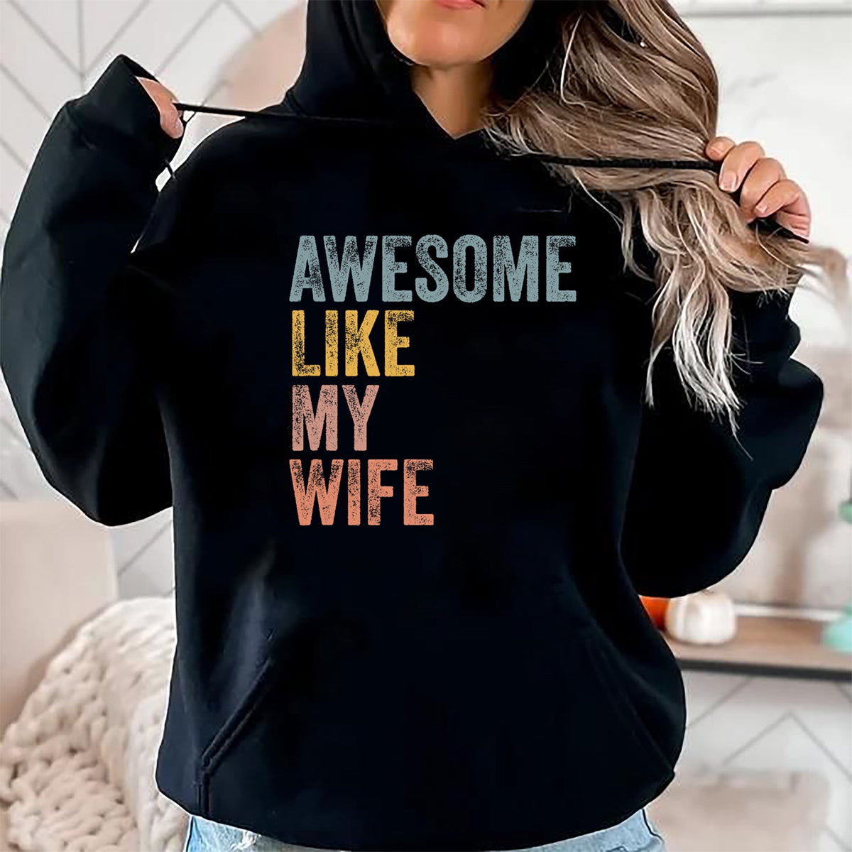 Best Wife Shirt, Wife and Husband Unisex T-Shirt/Hoodie/Sweatshirt HLT00 - Mens Husband Awesome Like my wife Funny Vintage Text T-Shirt (1)