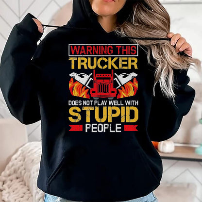 Best Truck Driver Life Shirt, Funny Trucker UnisexT-Shirt/Hoodie/Sweatshirt HLT00 - Funny Trucker Warning Semi Truck Driver Trucker T-Shirt, Men, Black, Large