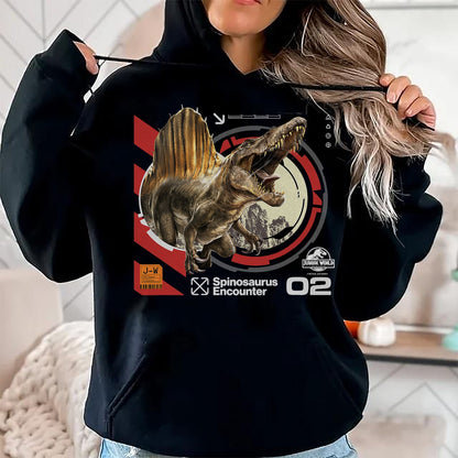 Best Dinosaur Lover Shirt, Funny Dinosaur UnisexT-Shirt/Hoodie/Sweatshirt HLT00 - Jurassic World Rebirth Spinosaurus Encounter T-Shirt