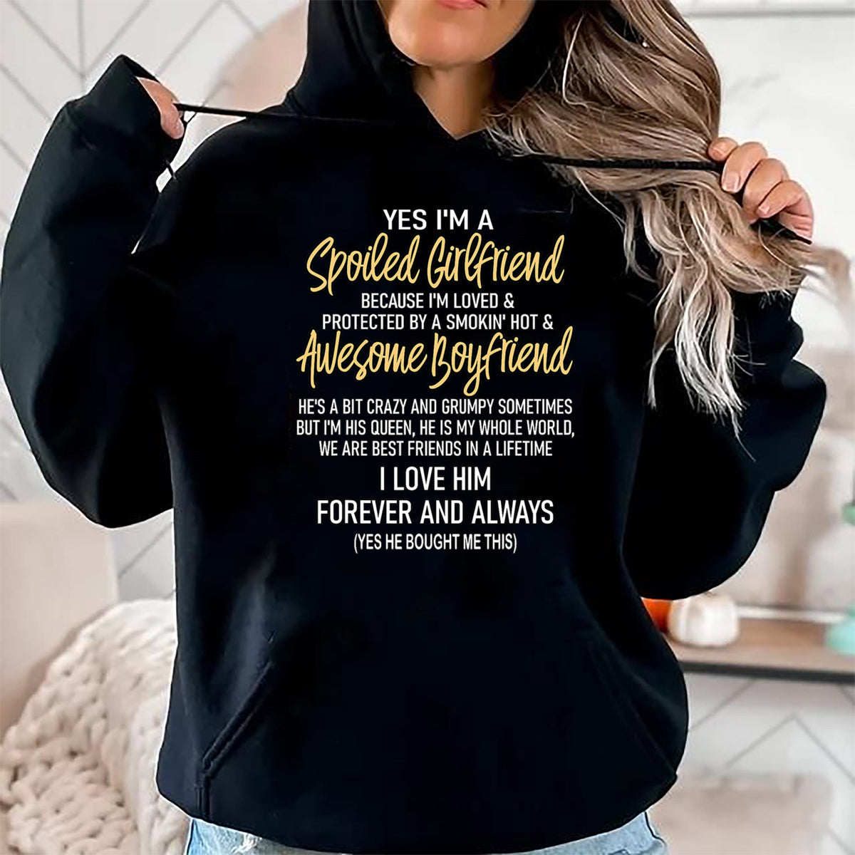 Best Wife Shirt, Wife and Husband Unisex T-Shirt/Hoodie/Sweatshirt HLT00 - Gift for wife T shirt, lucky wife   Lucky Wife Yes I'm A Spoiled Loved Protected Girlfriend T-Shirt