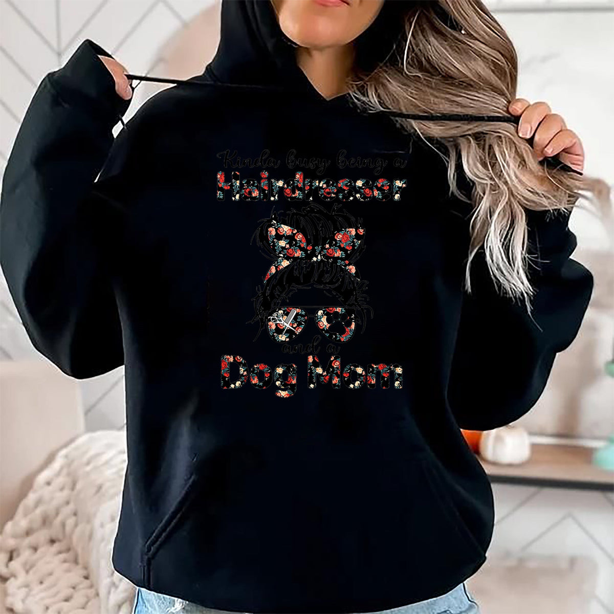Dog Love Shirt, Dog Lover Gift T-Shirt/Hoodie/Sweatshirt HLT00 - Kinda busy Being A Hairdresser and a Dog Mom T-Shirt