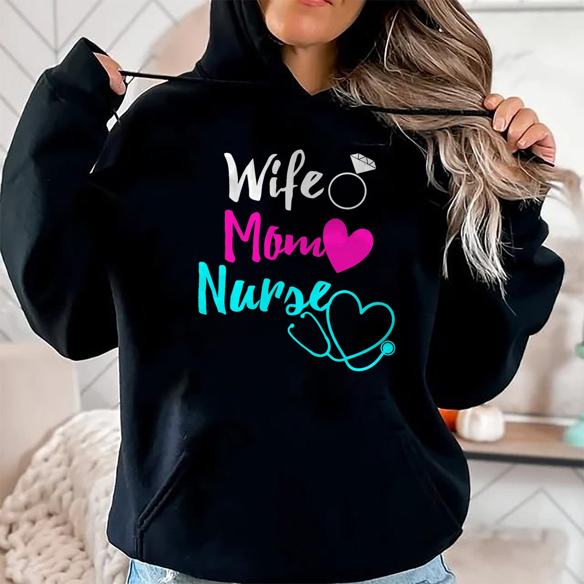 Funny Nurse Shirt, Nurse Unisex T-Shirt/Hoodie/Sweatshirt HLT00 - Wife Mom Nurse Womens RN LPN Mothers Day Gift For Nurses T-Shirt