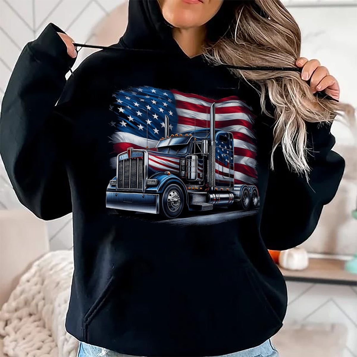 Best Truck Driver Life Shirt, Funny Trucker UnisexT-Shirt/Hoodie/Sweatshirt HLT00 - Semi Truck Driver US Trucker USA Flag Patriotic 4th of July T-Shirt