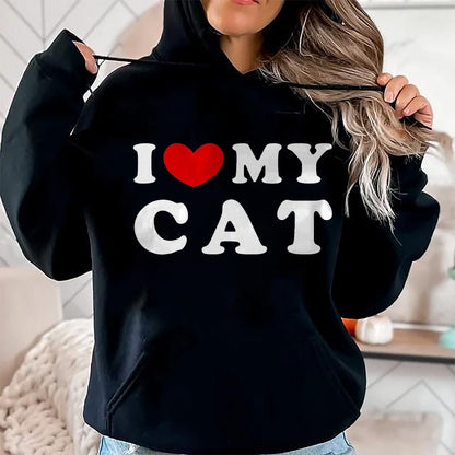 Cat Love Shirt, Funny Cat Lover Gift UnisexT-Shirt/Hoodie/Sweatshirt HLT00 - I Love My Cat, I Heart My Cat T-Shirt, Men, Dark Heather Grey, Large