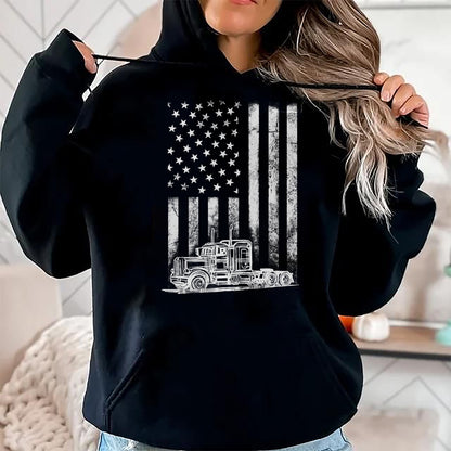 Best Truck Driver Life Shirt, Funny Trucker UnisexT-Shirt/Hoodie/Sweatshirt HLT00 - Truck Driver American Flag Trucker Vintage Men Women Gift T-Shirt Small