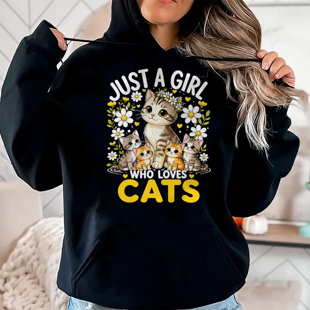 Cat Love Shirt, Funny Cat Lover Gift UnisexT-Shirt/Hoodie/Sweatshirt HLT00 - Cute Cat Lover Just A Girl Who Loves Cats T-Shirt (1)