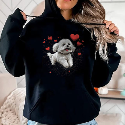 Dog Love Shirt, Dog Lover Gift T-Shirt/Hoodie/Sweatshirt HLT00 - Maltese dog Love Heart for Valentines Day Maltese dog Lover T-Shirt