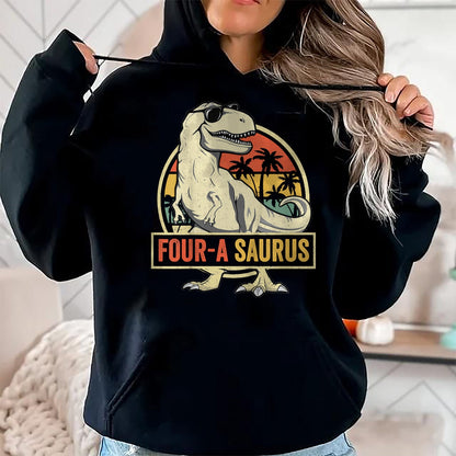 Best Dinosaur Lover Shirt, Funny Dinosaur UnisexT-Shirt/Hoodie/Sweatshirt HLT00 - Four a Saurus Birthday T Rex 4 Year Old Dino 4th Dinosaur T-Shirt
