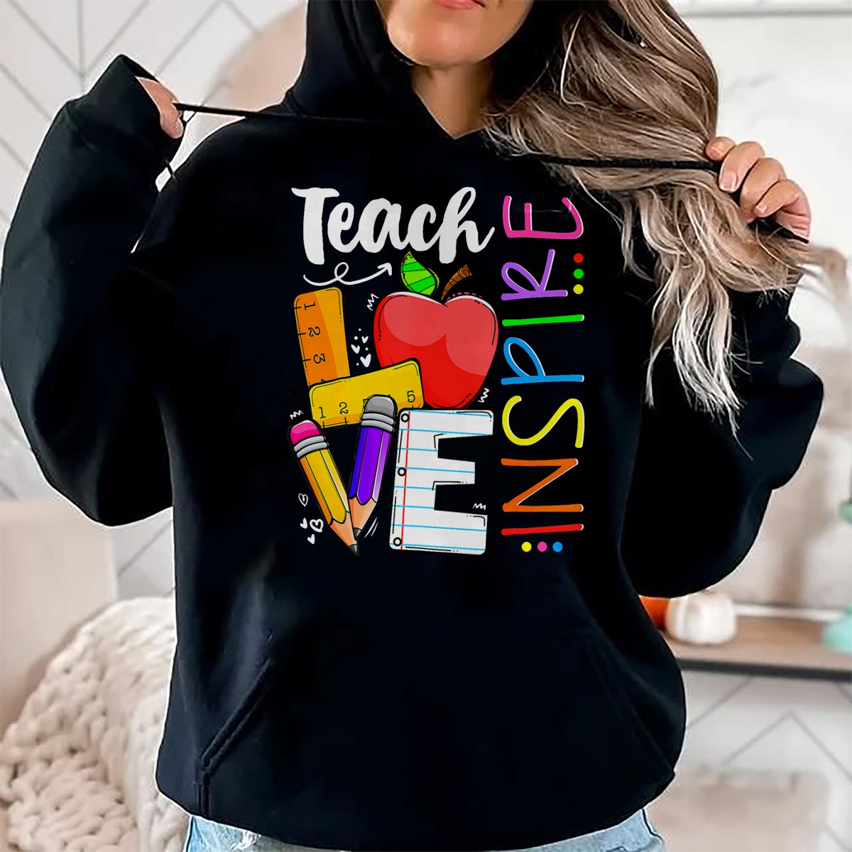 Best Teacher Shirt, Funny Teacher UnisexT-Shirt/Hoodie/Sweatshirt HLT00 - Cute Teach Love and Inspire Men Women Teacher T-Shirt