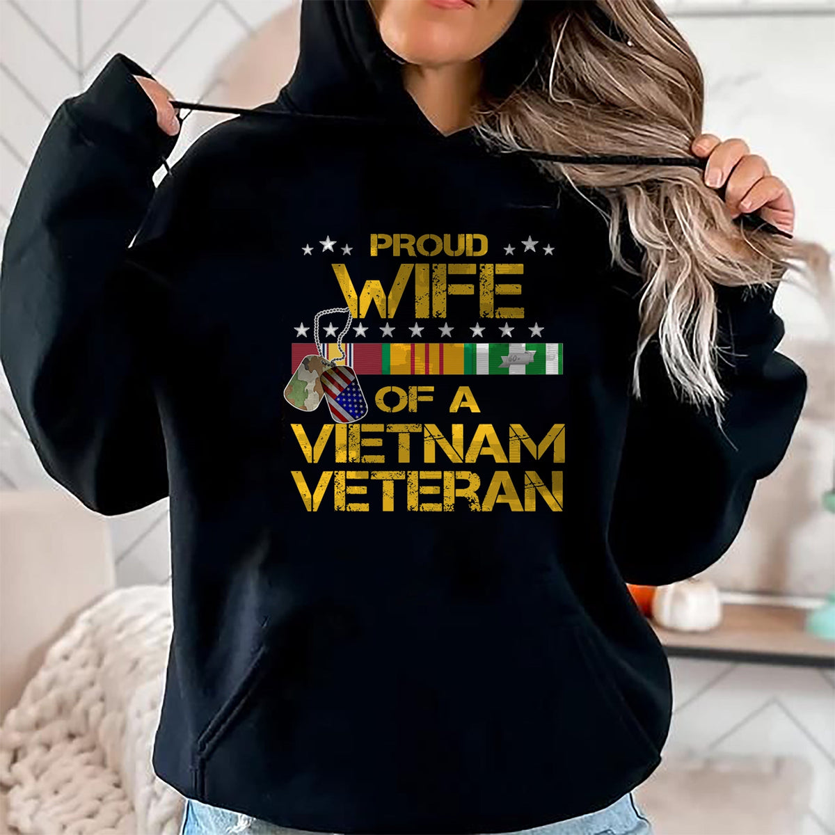 Best Wife Shirt, Wife and Husband Unisex T-Shirt/Hoodie/Sweatshirt HLT00 - Gift for wife T shirt, lucky wife   Proud Wife Of A Vietnam Veteran My Husband Is A Hero T-shirt T-S