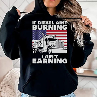 Best Truck Driver Life Shirt, Funny Trucker UnisexT-Shirt/Hoodie/Sweatshirt HLT00 - If Diesel Ain't Burning I Aint Earning Truck Driver Patriot T-Shirt, Men's Big and Tall, Dark Heathe