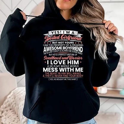 Best Wife Shirt, Wife and Husband Unisex T-Shirt/Hoodie/Sweatshirt HLT00 - Womens Yes Im A Spoiled Girlfriend for a Best Girlfriend T-Shirt