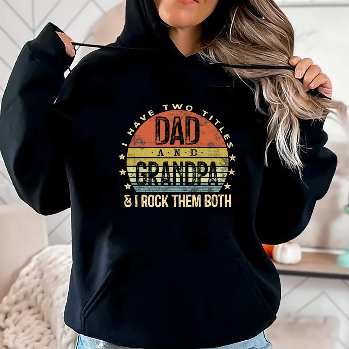 Best Grandpa Shirt, Proud Grandpa Unisex T-Shirt/Hoodie/Sweatshirt HLT00 - I Have Two Titles Dad And Grandpa I Rock Them Both Vintage T-Shirt (1)