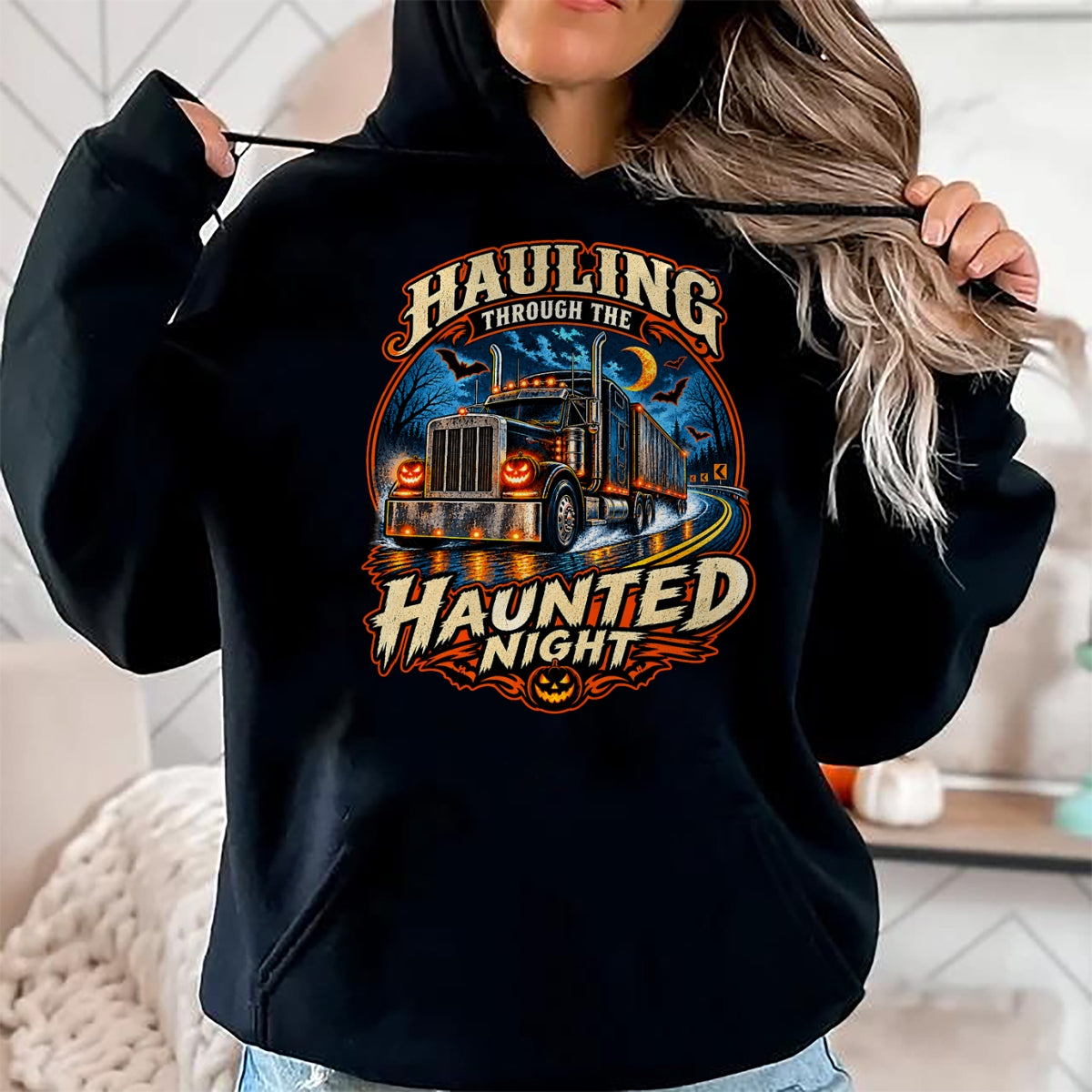 Best Truck Driver Life Shirt, Funny Trucker UnisexT-Shirt/Hoodie/Sweatshirt HLT00 - Halloween Trucker Haunted Highway Semi Truck Driver Spooky T-Shirt