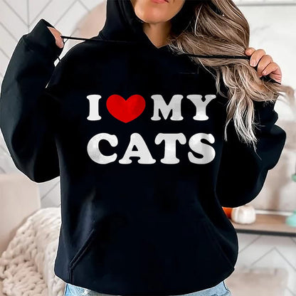 Cat Love Shirt, Funny Cat Lover Gift UnisexT-Shirt/Hoodie/Sweatshirt HLT00 - I Love My Cats, I Heart My Cats T-Shirt, Men, Black, 3X-Large (1)