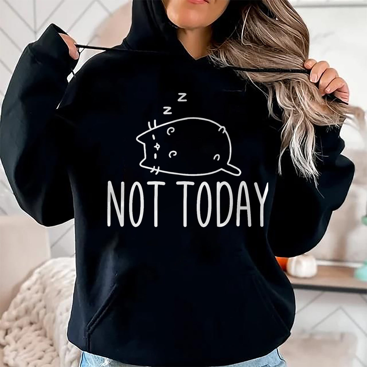 Cat Love Shirt, Funny Cat Lover Gift UnisexT-Shirt/Hoodie/Sweatshirt HLT00 - Not Today Crazy Cat T-Shirts Graphic Cute Funny T-Shirt, Men, Black, 4X-Large