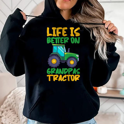 Best Farmer Life Shirt, Funny Farmer UnisexT-Shirt/Hoodie/Sweatshirt HLT00 - Young Farmer Funny Tractor Boy On Grandpas Tractor T-Shirt