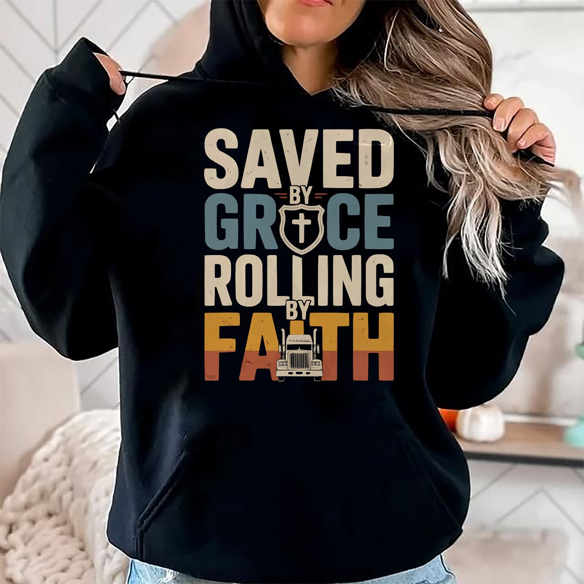 Best Truck Driver Life Shirt, Funny Trucker UnisexT-Shirt/Hoodie/Sweatshirt HLT00 - Christian Trucker Jesus Christ 18 Wheeler Truck Driver T-Shirt