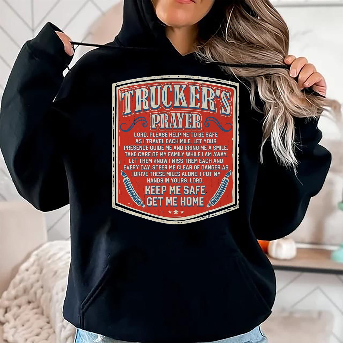 Best Truck Driver Life Shirt, Funny Trucker UnisexT-Shirt/Hoodie/Sweatshirt HLT00 - Trucker's Prayer Keep Me Safe Get Me Home Semi Truck Driver T-Shirt, Men, Black, XX-Large
