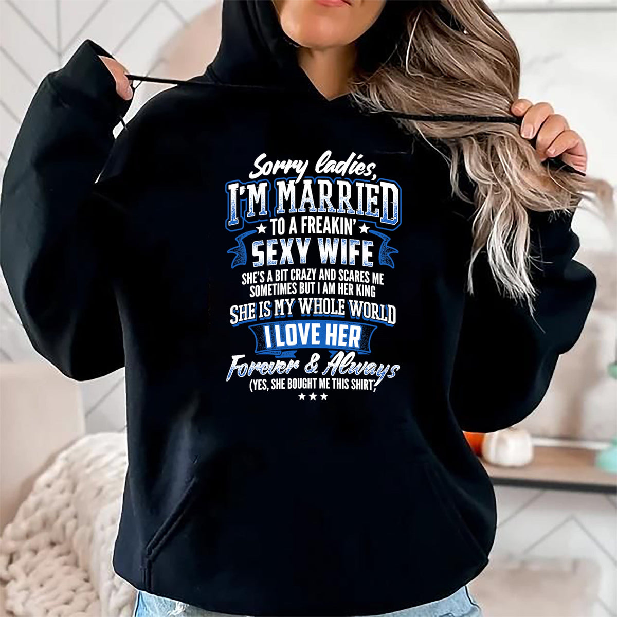 Best Wife Shirt, Wife and Husband Unisex T-Shirt/Hoodie/Sweatshirt HLT00 - Sorry Ladies I'm Married To A Freaking Awesome Wife Shirt T-Shirt (1)