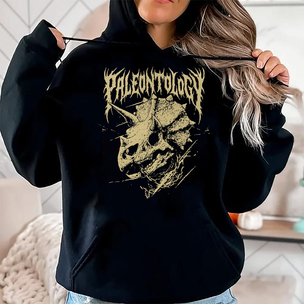 Best Dinosaur Lover Shirt, Funny Dinosaur UnisexT-Shirt/Hoodie/Sweatshirt HLT00 - Paleontology Metal Triceratops Skull and Chains Dinosaur Art T-Shirt