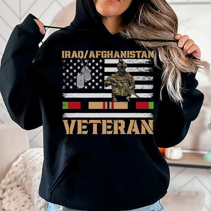 Proud Veteran Shirt, Funny Veteran UnisexT-Shirt/Hoodie/Sweatshirt HLT00 - Afghanistan Iraq Veteran Flag Soldier T-Shirt