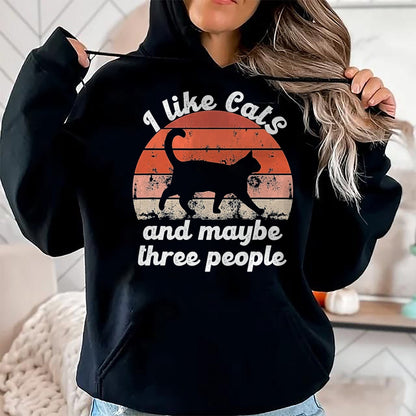 Cat Love Shirt, Funny Cat Lover Gift UnisexT-Shirt/Hoodie/Sweatshirt HLT00 - I Like Cats and Maybe 3 People T-Shirt, Men, Black, 3X-Large