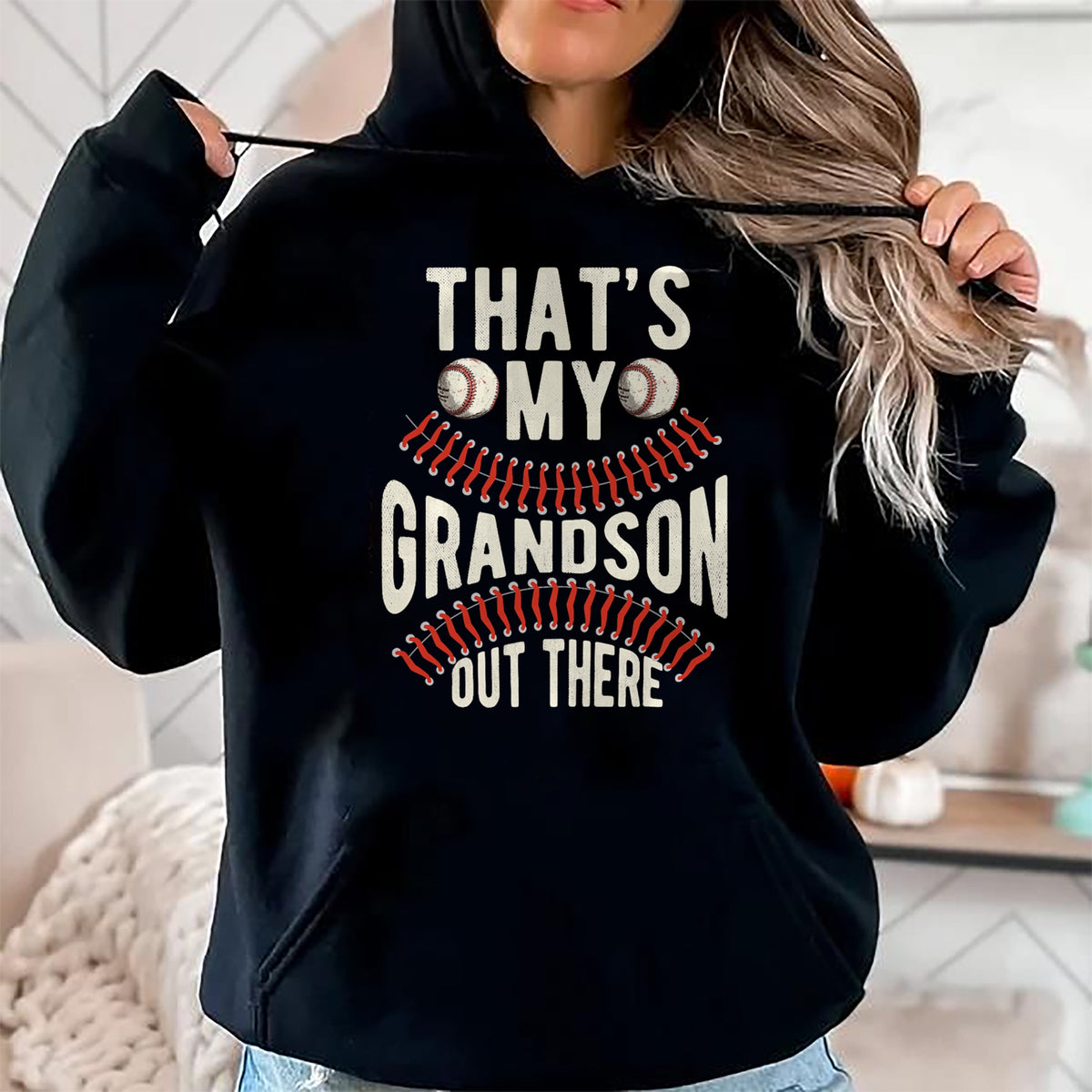 Best Grandpa Shirt, Proud Grandpa Unisex T-Shirt/Hoodie/Sweatshirt HLT00 - That's My Grandson Out There Baseball Men Grandpa Baseball T-Shirt