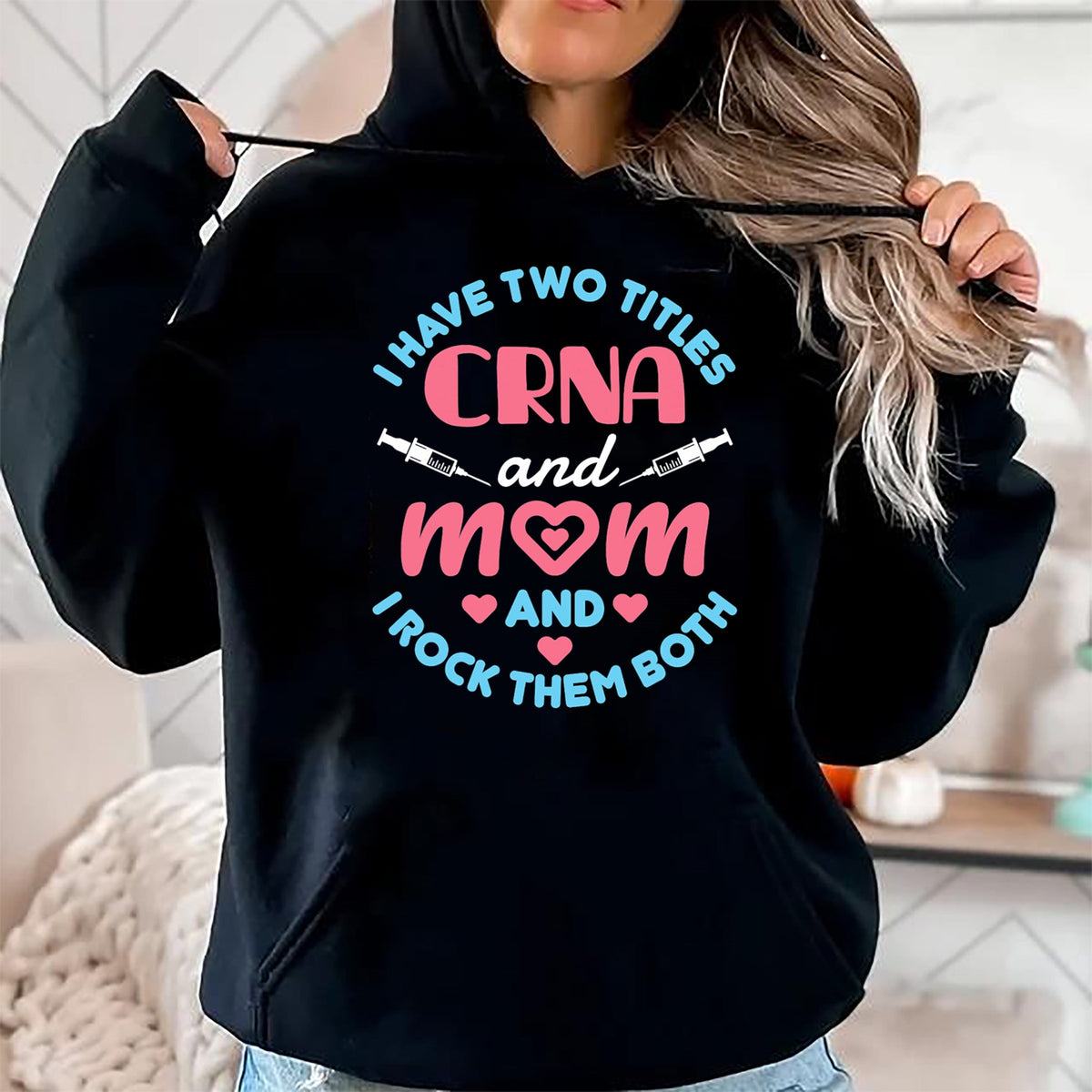 Funny Nurse Shirt, Nurse Unisex T-Shirt/Hoodie/Sweatshirt HLT00 - Two Titles Mom and CRNA Nursing Nurse Mother's Day T-Shirt (1)