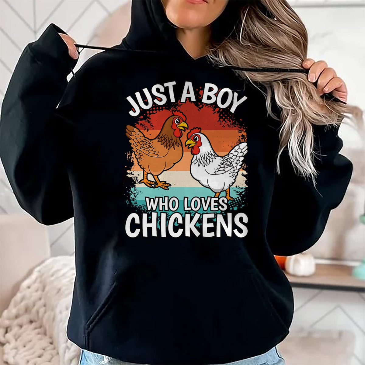 Best Farmer Life Shirt, Funny Farmer UnisexT-Shirt/Hoodie/Sweatshirt HLT00 - Just A Boy Who Loves Chickens Retro Farmer Farming Boys Kids T-Shirt