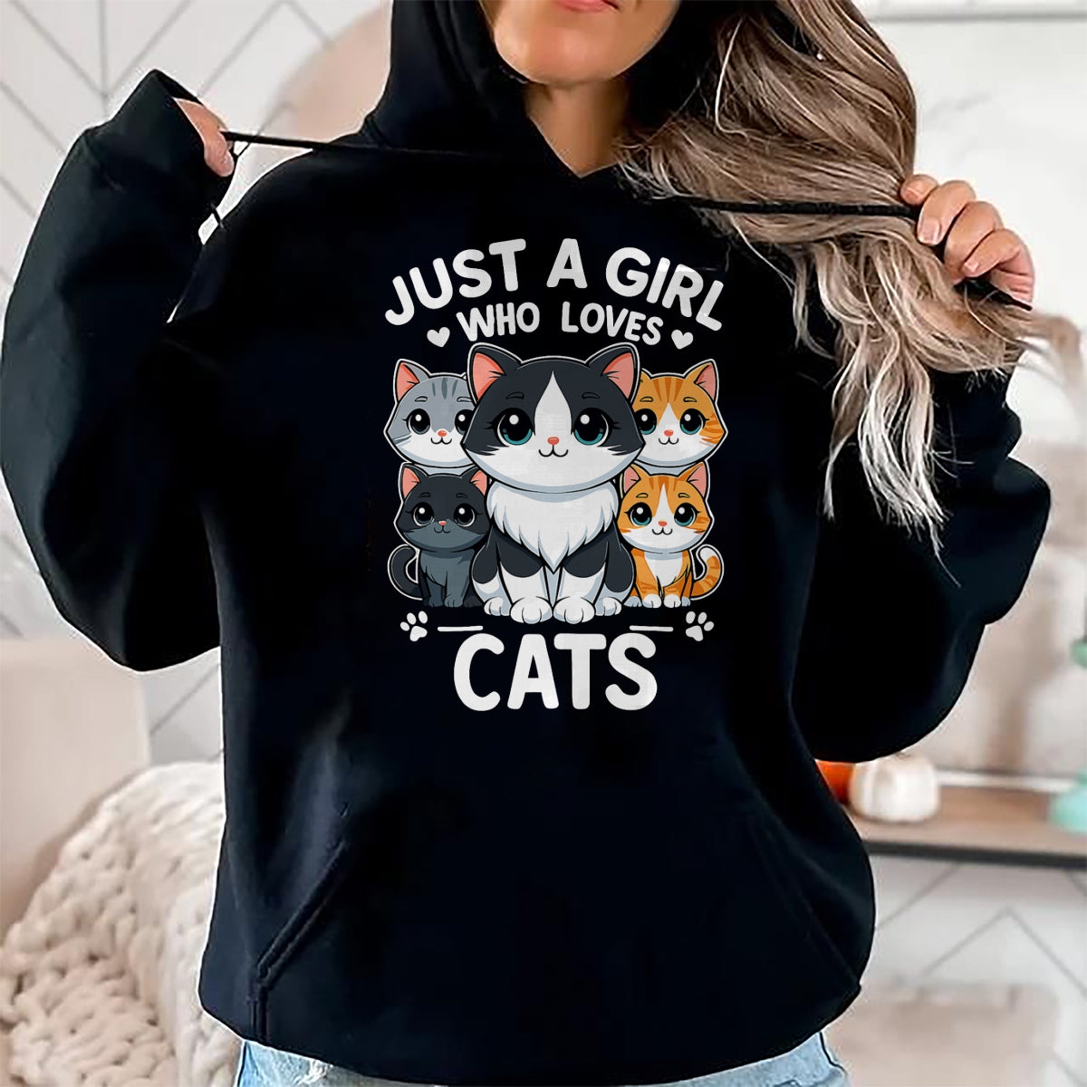Cat Love Shirt, Funny Cat Lover Gift UnisexT-Shirt/Hoodie/Sweatshirt HLT00 - Just A Girl Who Loves Cats T-Shirt (1)