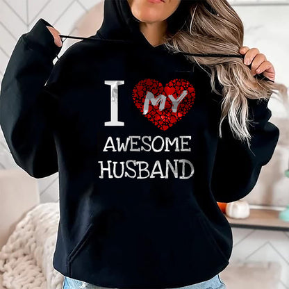 Best Wife Shirt, Wife and Husband Unisex T-Shirt/Hoodie/Sweatshirt HLT00 - I Love My Awesome Husband T-Shirt for Women Gift T-Shirt (1)
