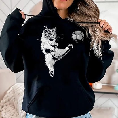 Cat Love Shirt, Funny Cat Lover Gift UnisexT-Shirt/Hoodie/Sweatshirt HLT00 - Funny Cat Soccer Ball Graphic Tee T-Shirt for Men Women Kids