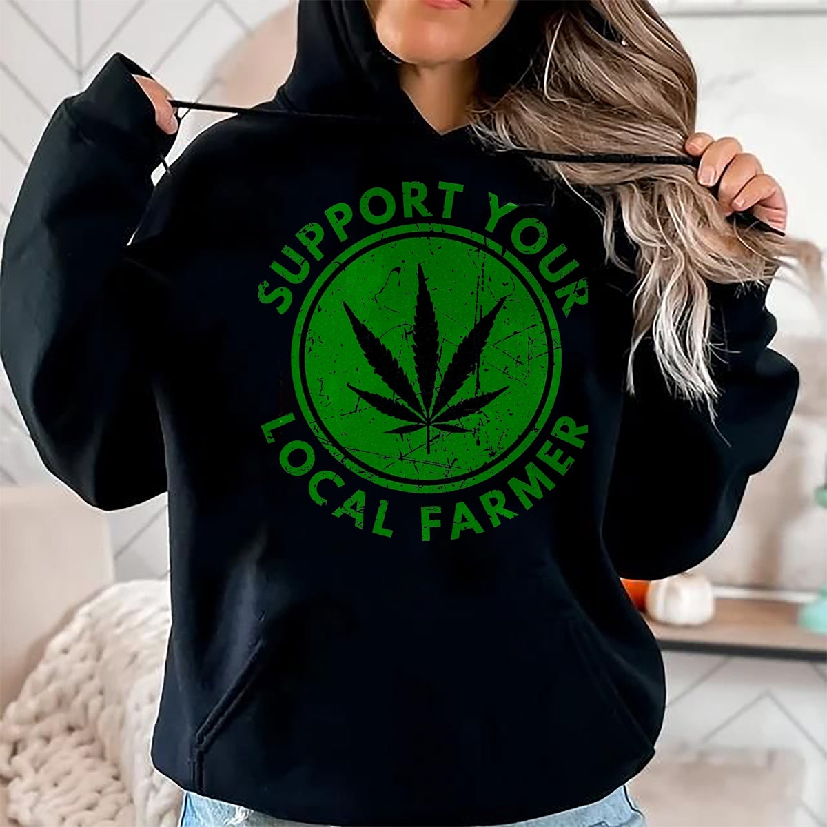 Best Farmer Life Shirt, Funny Farmer UnisexT-Shirt/Hoodie/Sweatshirt HLT00 - Marijuana Support Your Local Farmer Cannabis Weed Green T-Shirt, Men, Black, 3X-Large