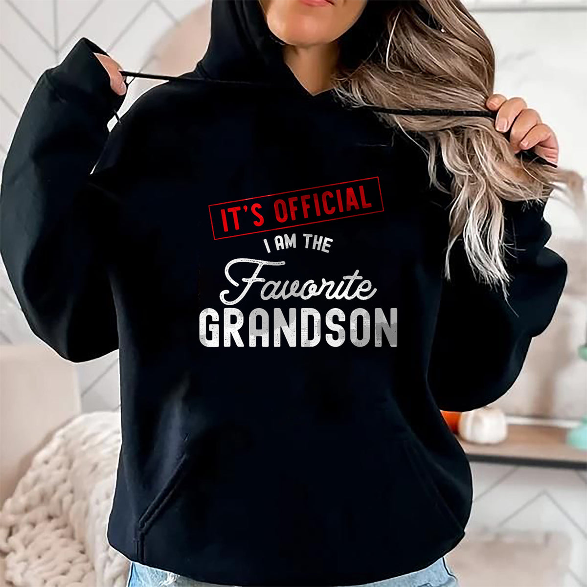 Best Grandpa Shirt, Proud Grandpa Unisex T-Shirt/Hoodie/Sweatshirt HLT00 - It's Official I'm The Favorite Grandson Vintage T-Shirt