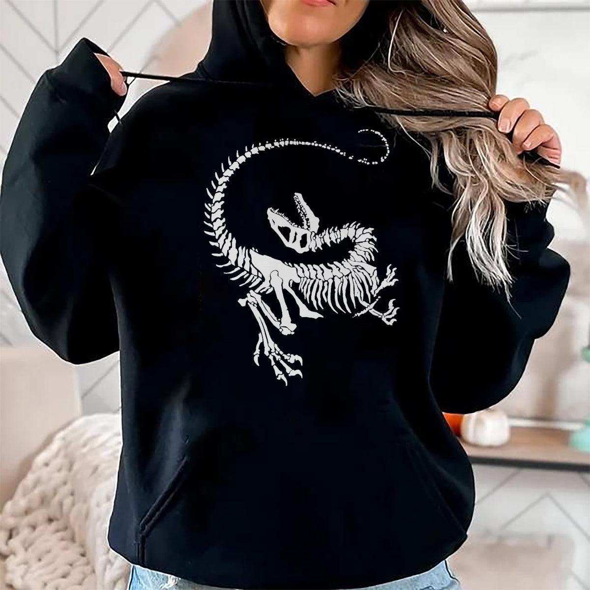 Best Dinosaur Lover Shirt, Funny Dinosaur UnisexT-Shirt/Hoodie/Sweatshirt HLT00 - Velociraptor Dinosaur Fossil Skeleton Paleontology T-Shirt, Men, Black, 3X-Large
