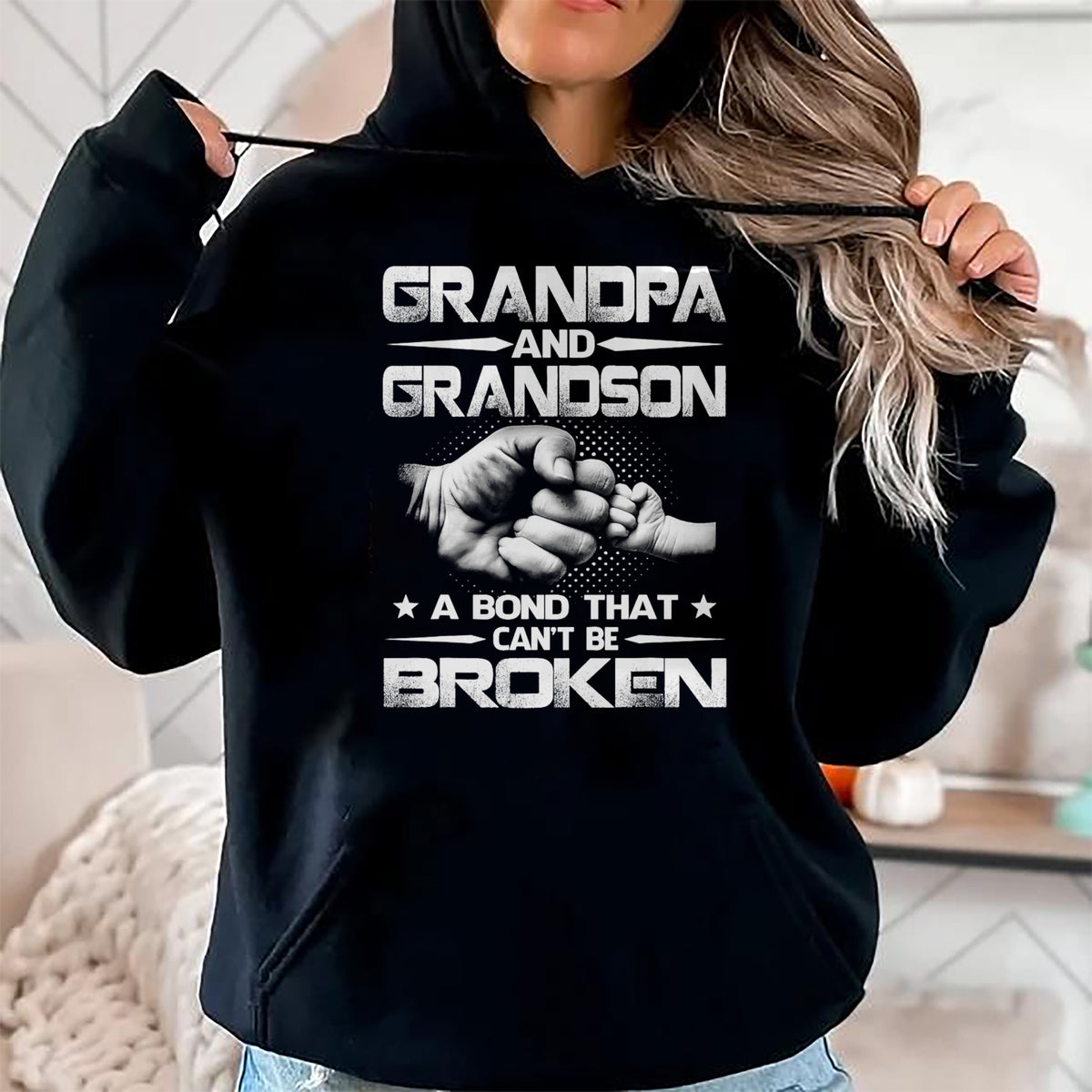 Best Grandpa Shirt, Proud Grandpa Unisex T-Shirt/Hoodie/Sweatshirt HLT00 - Grandpa And Grandson A Bond That Can't Be Broken T-Shirt