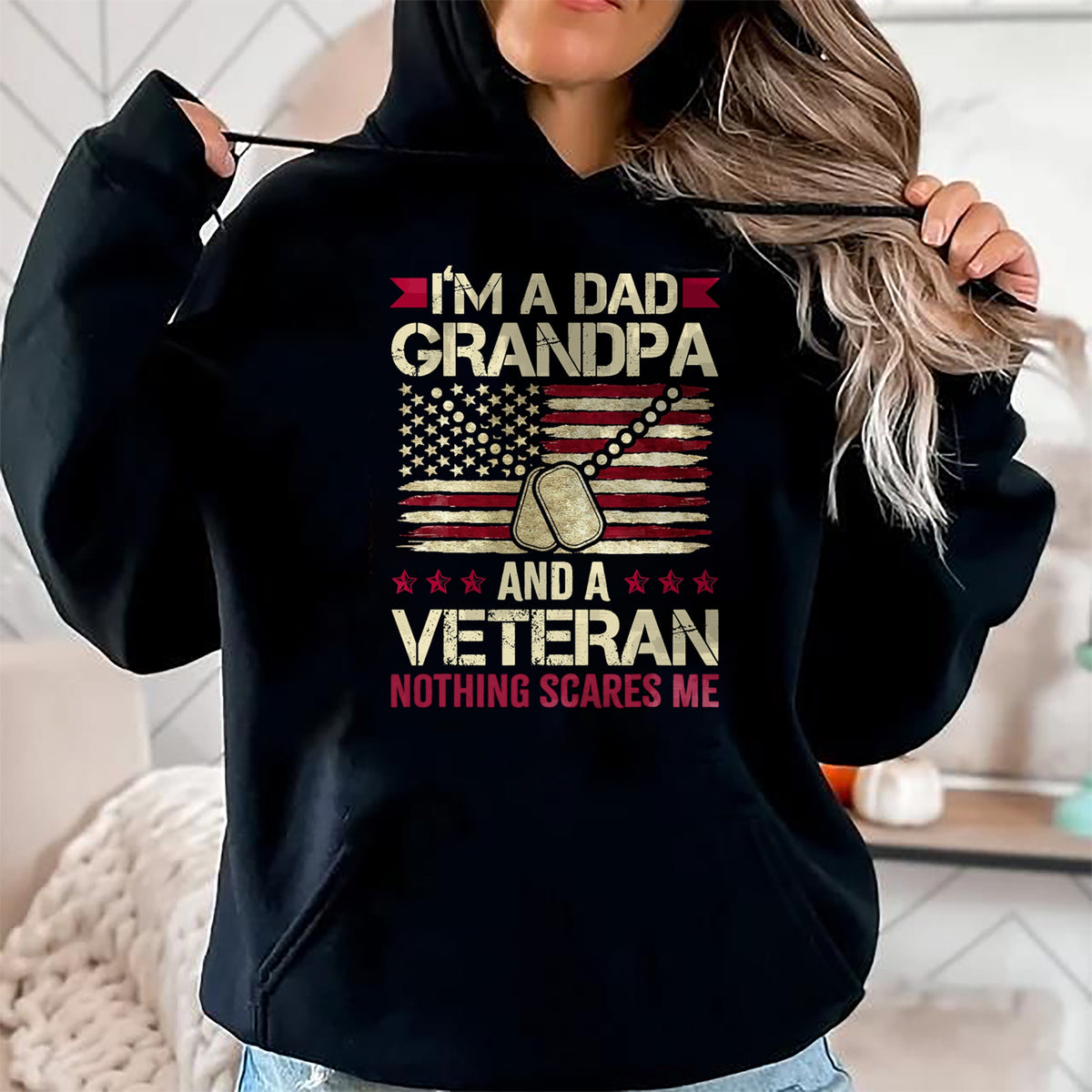 Best Grandpa Shirt, Proud Grandpa Unisex T-Shirt/Hoodie/Sweatshirt HLT00 - I'm a Dad Grandpa and a Veteran nothing scares me T-Shirt