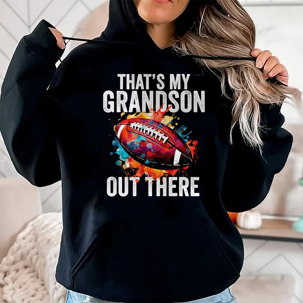 Best Grandpa Shirt, Proud Grandpa Unisex T-Shirt/Hoodie/Sweatshirt HLT00 - That's My Grandson Out There Football Grandma Grandpa T-Shirt