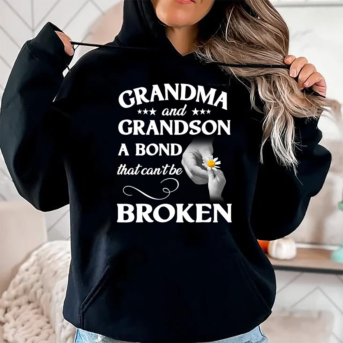 Best Grandma Shirt, Proud Grandma Unisex T-Shirt/Hoodie/Sweatshirt HLT00 - Grandma and Grandson A Bond That Can't Be Broken T-Shirt (2)