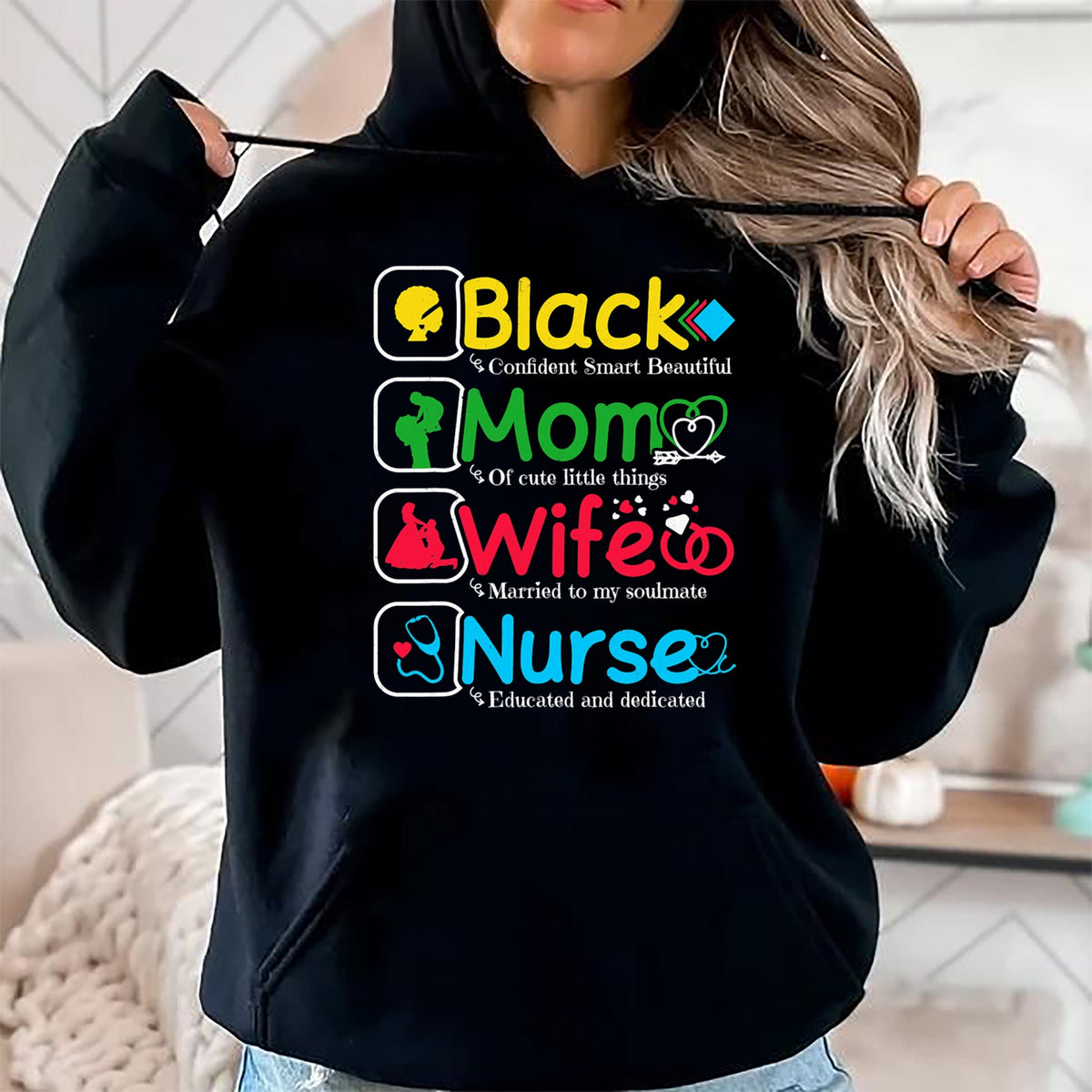 Funny Nurse Shirt, Nurse Unisex T-Shirt/Hoodie/Sweatshirt HLT00 - Black Nurse Mommy Wife - African American Mothers Women Mom T-Shirt