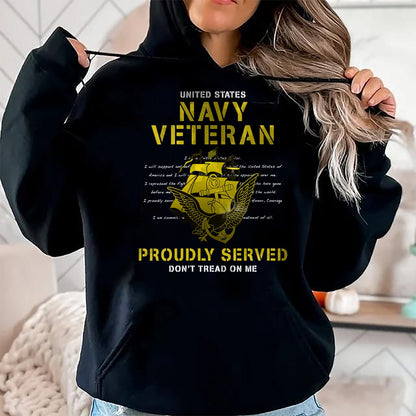 Proud Veteran Shirt, Funny Veteran UnisexT-Shirt/Hoodie/Sweatshirt HLT00 - Womens Navy Veteran Proudly Served V-Neck T-Shirt
