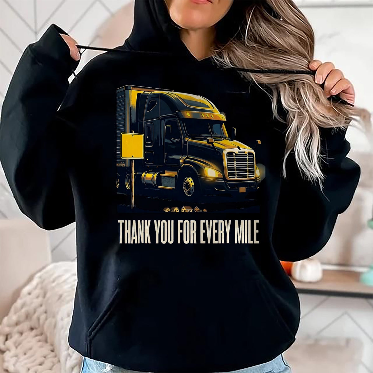Best Truck Driver Life Shirt, Funny Trucker UnisexT-Shirt/Hoodie/Sweatshirt HLT00 - Thank You For Every Mile Truck Driver Appreciation Week Gift T-Shirt, Men, Pink, XX-Large