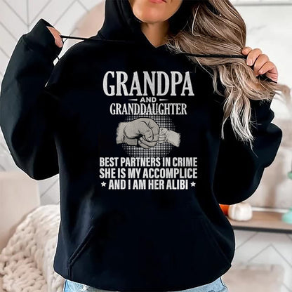 Best Grandpa Shirt, Proud Grandpa Unisex T-Shirt/Hoodie/Sweatshirt HLT00 - Grandpa and Granddaughter best partners in crime T-Shirt