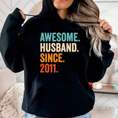 Best Wife Shirt, Wife and Husband Unisex T-Shirt/Hoodie/Sweatshirt HLT00 - Awesome Husband Since 2011 13th wedding anniversary 13 years T-Shirt