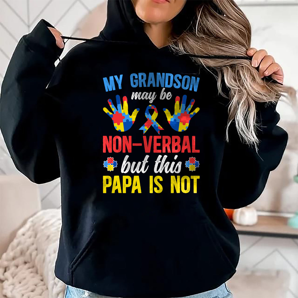 Best Grandpa Shirt, Proud Grandpa Unisex T-Shirt/Hoodie/Sweatshirt HLT00 - My Grandson Proud Autism Papa Autism Awareness For Papa T-Shirt