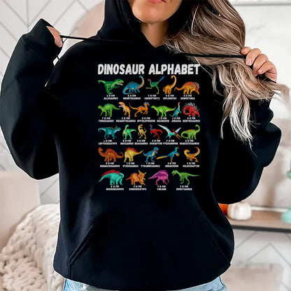Best Dinosaur Lover Shirt, Funny Dinosaur UnisexT-Shirt/Hoodie/Sweatshirt HLT00 - Types of Dinosaurs Alphabet A-Z ABC Dino Identification T-Shirt Small